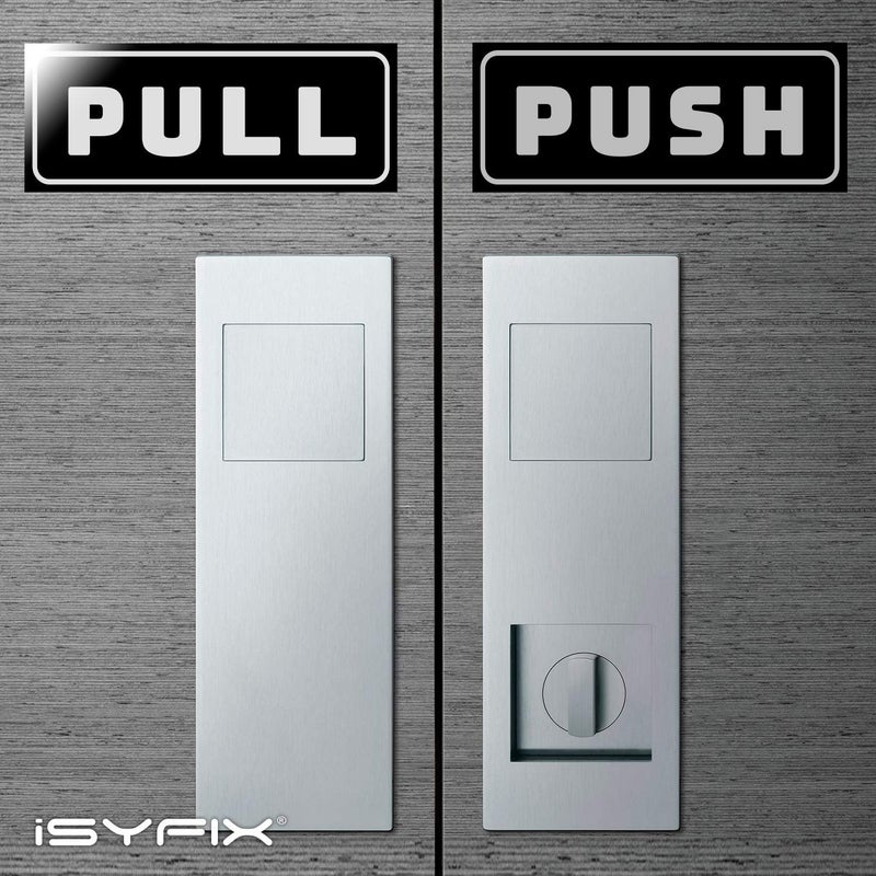 iSYFIX Push Pull Stickers Sign - 2 Pack 5x2 inch - Horizontal Decal Self-Adhesive, Black/White Vinyl Sticker for Doors in Business, Stores, Cafes, Shops & More. Indoor and Outdoor use. - Image 5